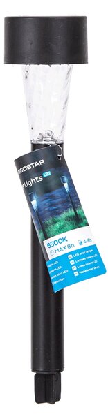 Lampioncino segnapassi Led Glass 0,006W Nero con pannello solare IP44 Bianco freddo 6500K con sensore crepuscolare Aigostar