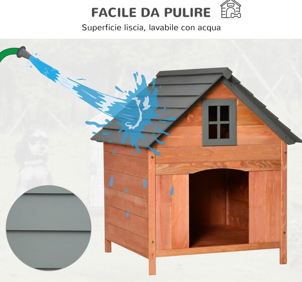 PawHut Cuccia Rialzata per Cani Casa per Cani fino a 30 kg in Legno 81.3x91.5x98.5 cm|Aosom
