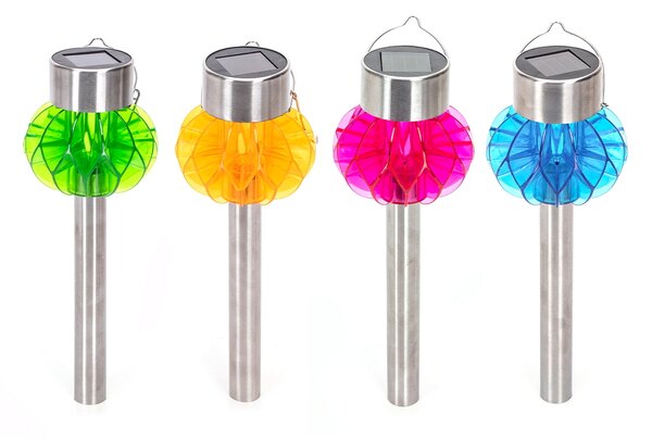 Lampioncino segnapassi Led Dahlia 0,012W in acciaio con pannello solare IP44 colori assortiti con sensore crepuscolare confezione 12pz Aigostar