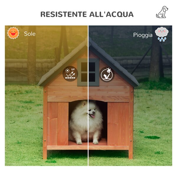 PawHut Cuccia Rialzata per Cani Casa per Cani fino a 30 kg in Legno 81.3x91.5x98.5 cm|Aosom