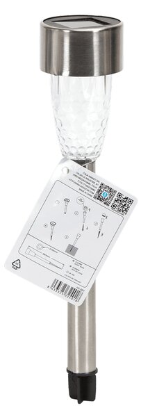 Lampioncino segnapassi Led Berry 0,2W Argento in acciaio con pannello solare IP44 Bianco freddo 6500K con sensore crepuscolare Aigostar