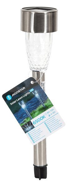 Lampioncino segnapassi Led Berry 0,2W Argento in acciaio con pannello solare IP44 Bianco freddo 6500K con sensore crepuscolare Aigostar