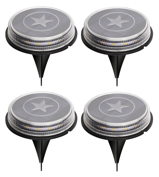 Faretto segnapassi Led 0,6W Argento con pannello solare IP66 Bianco caldo 3200K con sensore crepuscolare e di movimento confezione 4pz Aigostar