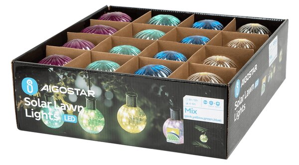 Lanterna Segnapasso Sfera 0,006W colori assortiti alimentazione solare IP44 confezione 16pz Aigostar