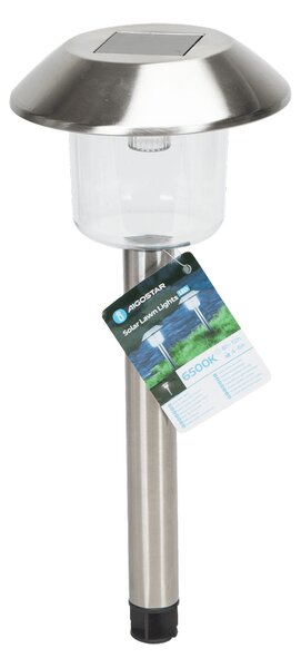 Lampioncino segnapassi Led Marukasa 0,006W Argento in acciaio con pannello solare IP44 Bianco caldo 2700K con sensore crepuscolare Aigostar