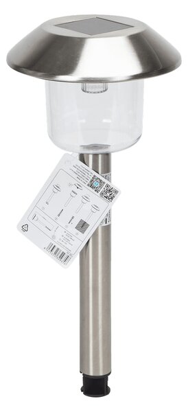 Lampioncino segnapassi Led Marukasa 0,006W Argento in acciaio con pannello solare IP44 Bianco caldo 2700K con sensore crepuscolare Aigostar