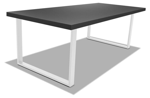 Tavolo da pranzo in legno e metallo con piedi quadrati bianchi - 220x100 cm