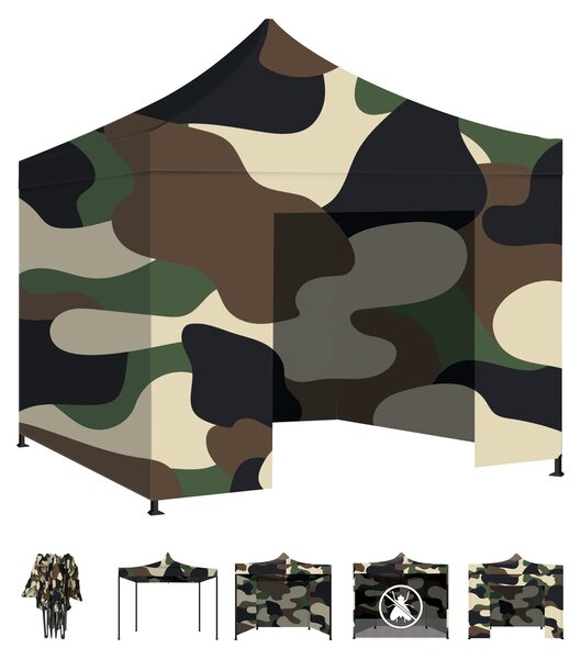 Taman Tenda / Gazebo Per Giardino 3X3 Impermeabile Tendone Pieghevole Per Fiere E Mercati Colore Camouflage