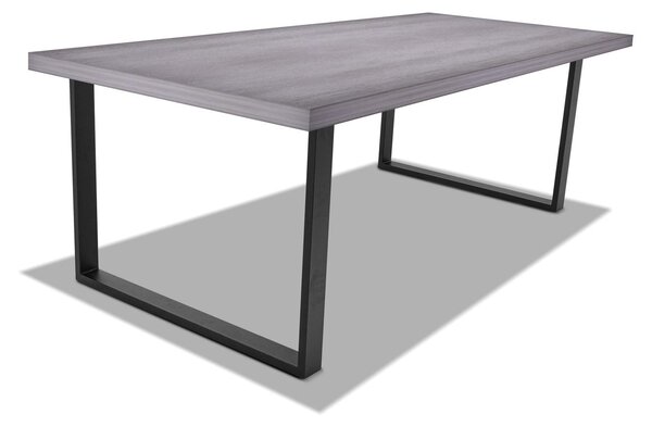 Tavolo da pranzo in legno e metallo con piedi quadrati neri - 220x100 cm