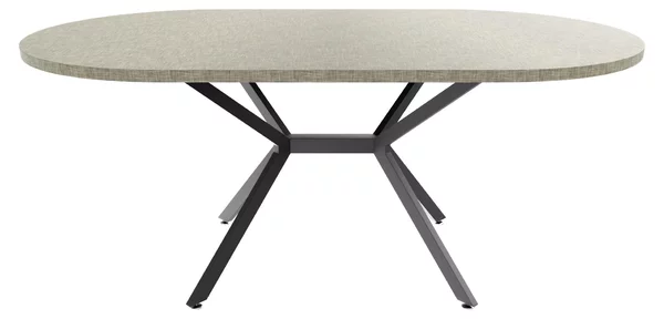 Marui Big - Tavolo da pranzo ovale 180x100 cm in Legno Testurizzato con Piede Centrale in metallo Ashi