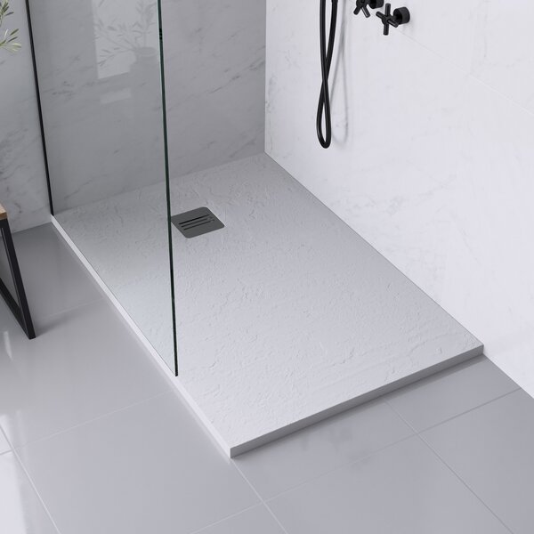 Piatto doccia ultrasottile resina sintetica e polvere di marmo Remix 80 x 120 cm bianco