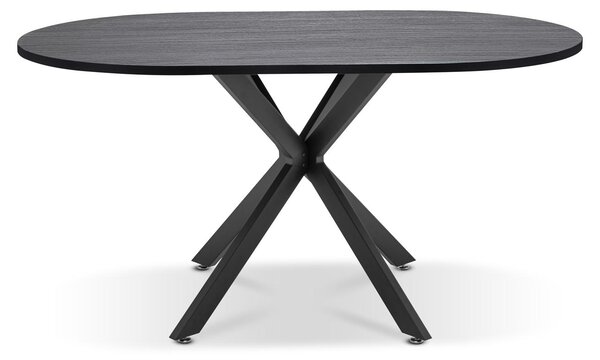 Marui Big - Tavolo da pranzo ovale in legno e metallo con piede centrale Kiso 180x100 cm - legno nero