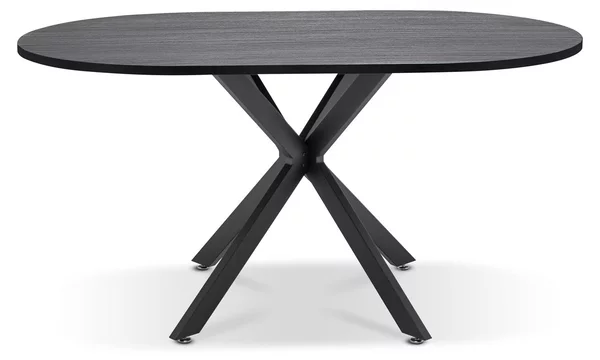 Marui Big - Tavolo da pranzo ovale in legno e metallo con piede centrale Kiso 180x100 cm - legno nero