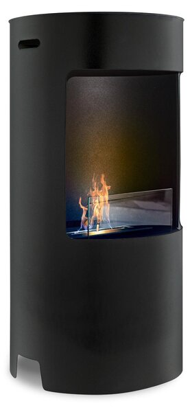 Giulio Cesare - Caminetto a bioetanolo da terra con 1 bruciatore da 1.5L. Camino a bioetanolo da appoggio in acciaio inox e vetro temperato. Colore Nero. Ø40x80 cm