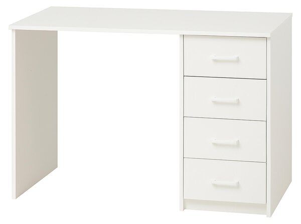 Cassiopea - Scrivania con 4 Cassetti 110x56x73 cm per PC da Ufficio in Legno Bianca