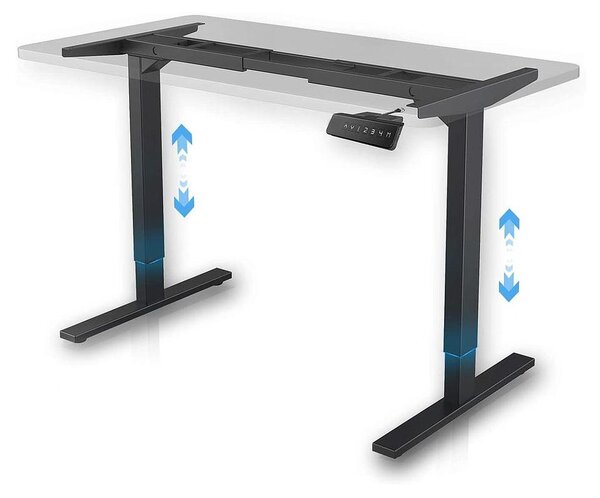 FrankyStar - Stand Up Desk scrivania elettrica con tecnologia dual motor, con regolazione digitale. Postazione mobile da ufficio per pc laptop computer per lavorare in piedi. Nero