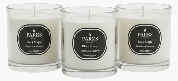 Set di 3 candele profumate fatte a mano Black Magic (pompelmo, mandarino & muschio bianco)