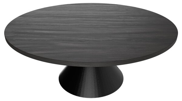 Graal Black - Tavolo Rotondo Ø120 cm Base a Doppio Cono in Metallo e Top in Legno Laminato Nero