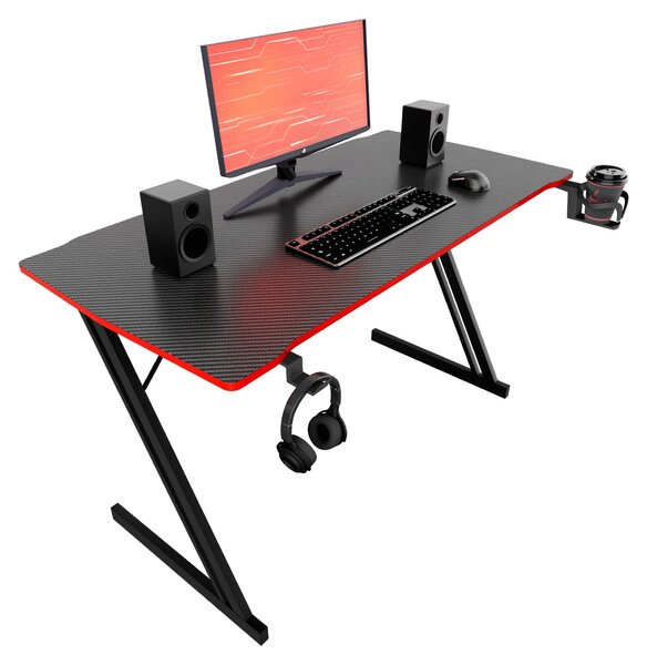 Spector - Scrivania da Gaming 120x60x76 cm in MDF e Metallo Nero