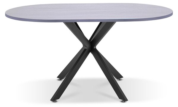 Marui - Tavolo da pranzo ovale in legno e metallo con piede centrale Kiso 180x100 cm - grigio effetto legno