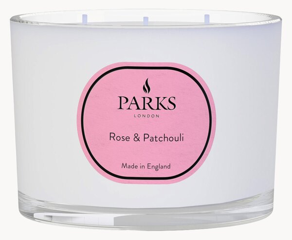 Candela profumata fatta a mano a tre stoppini Vintage Aromatherapy (rosa, patchouli e gambo verde)