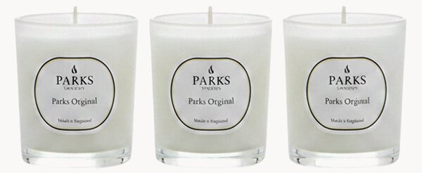 Set di 3 candele profumate fatte a mano Parks Original (limone, lavanda & ambra)