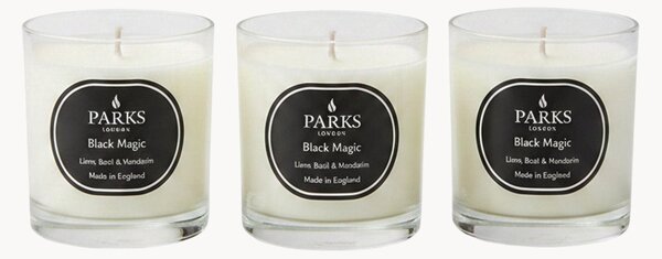 Set di 3 candele profumate fatte a mano Black Magic (lime, basilico & mandarino)