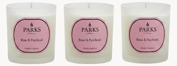 Set di 3 candele profumate fatte a mano Vintage Aromatherapy (rosa, patchouli e gambo verde)