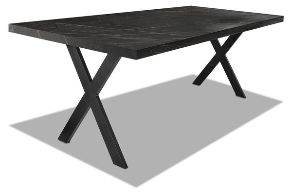 Tavolo da pranzo in legno e metallo con piedi a X neri - 220x100 cm