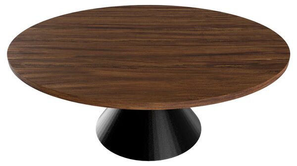 Graal Black - Tavolo Rotondo Ø120 cm Base a Doppio Cono Nero in Metallo e Top in Legno Laminato Ebony
