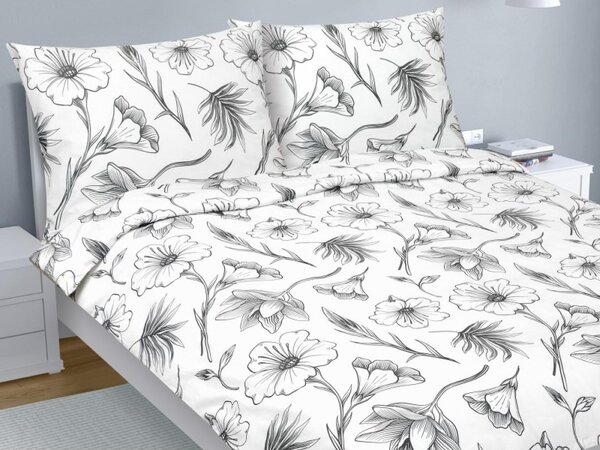 Set di lenzuola in cotone - 1 set 200x200, 70x90 - bianco, grigio