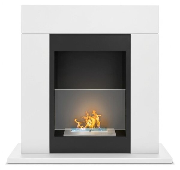 Marco Aurelio - Camino a bioetanolo da terra freestanding, biocamino da pavimento, 73x20xH75 cm colore bianco