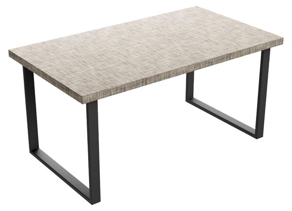 Tavolo da pranzo in legno e metallo con piedi squared neri 160x90 cm Grigio Testurizzato