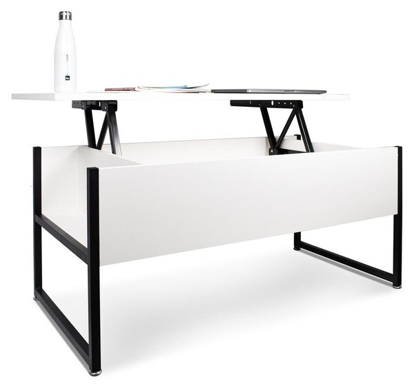 Tavolino da salotto con contenitore in stile industrial tavolino da caffè in acciaio e legno moderno con ripiano sollevabile