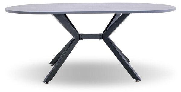 Marui - Tavolo da pranzo ovale in legno e metallo con piede centrale Ashi 180x100 cm - grigio effetto legno