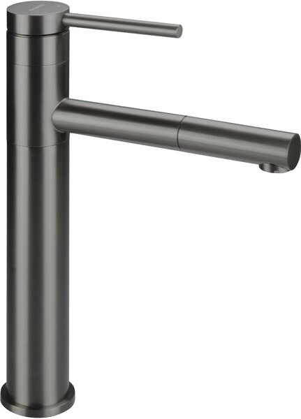 Rubinetto per lavabo, modello alto, con bocca estraibile - titanio
