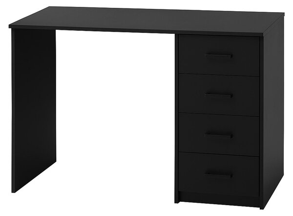 Cassiopea - Scrivania con 4 Cassetti 110x56x73 cm per PC da Ufficio in Legno Nero