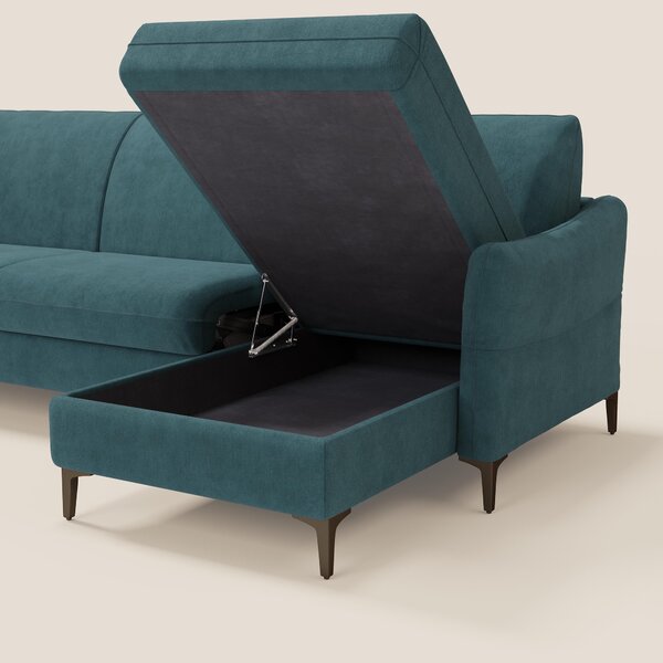 Dalia divano letto angolare con materasso alto 18 cm piedini alti e pe