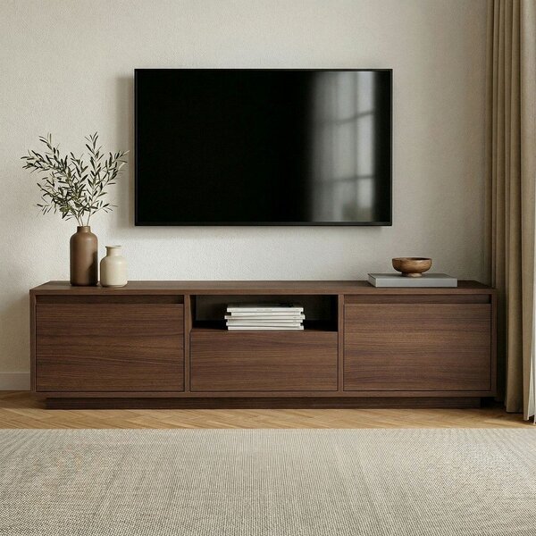 Mobile TV colore naturale scuro con effetto noce 160x42x30 cm Sentinel – Kalune Design