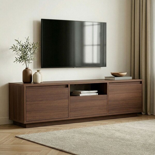 Mobile TV colore naturale scuro con effetto noce 160x42x30 cm Sentinel – Kalune Design