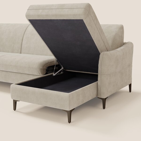 Dalia divano letto angolare con materasso alto 18 cm piedini alti e pe