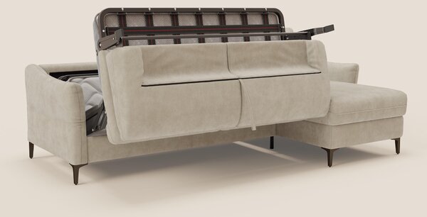 Dalia divano letto angolare con materasso alto 18 cm piedini alti e pe