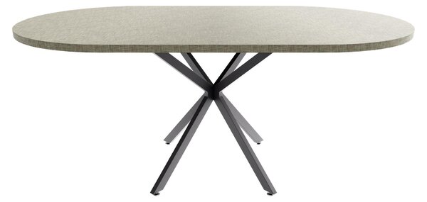 Marui Big - Tavolo da pranzo ovale 180x100 cm in Legno Testurizzato con Piede Centrale in metallo Kiso