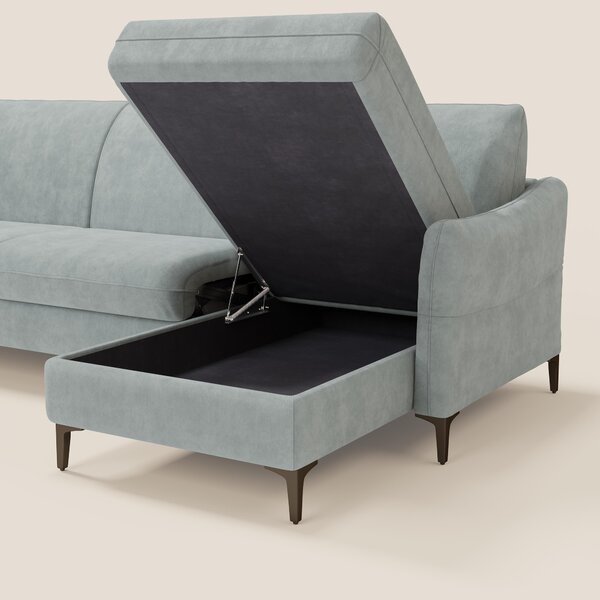Dalia divano letto angolare con materasso alto 18 cm piedini alti e pe