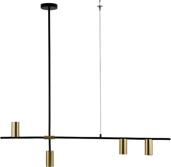 Lampada a sospensione Arizona nero-oro 4xGU10x40W in metallo, dimensioni: 113,5x117x8 cm, IP20, Light Prestige