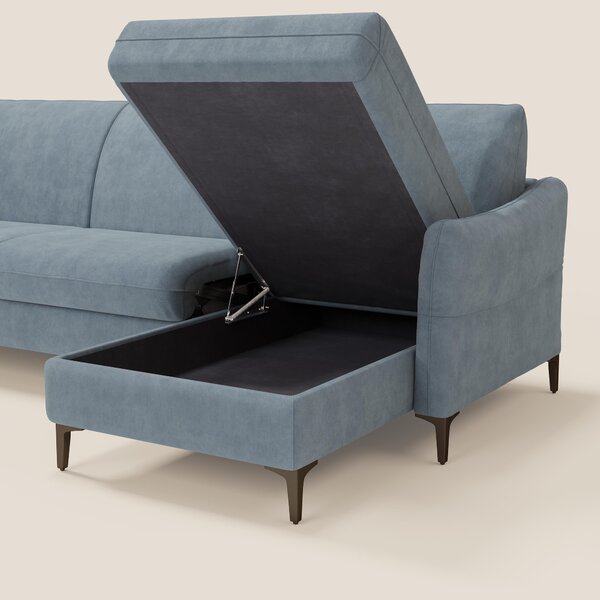 Dalia divano letto angolare con materasso alto 18 cm piedini alti e pe