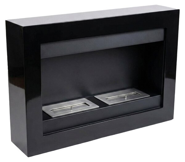 Vespasiano - Camino a Bioetanolo da Parete 80x51x16 cm con 2 Bruciatori 3 Litri Nero