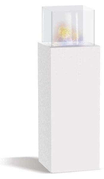 Marcantonio - Camino a bioetanolo da terra freestanding, biocamino da pavimento, dimensioni 40x40xH112 cm bianco