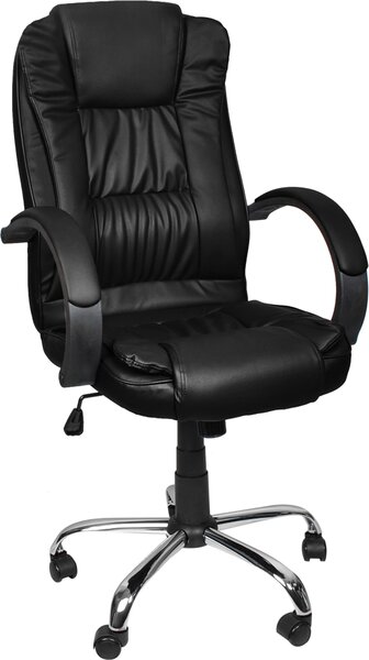 Sedia comoda per ufficio Sedia girevole direzionale Sedia ergonomica da scrivania con rivestimento in Pelle finta Nero/Bianco/Marrone 8983, Colore:Nero