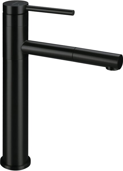 Rubinetto per lavabo, modello alto, con bocca estraibile - nero